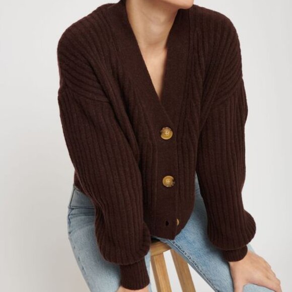 Dynamite Sweaters - Dynamite Cropped Cardigan Deep Mahogany (Medium)